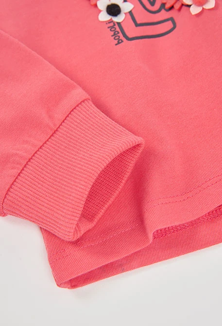 T-shirt en maille fille fraise imprimé fleurs