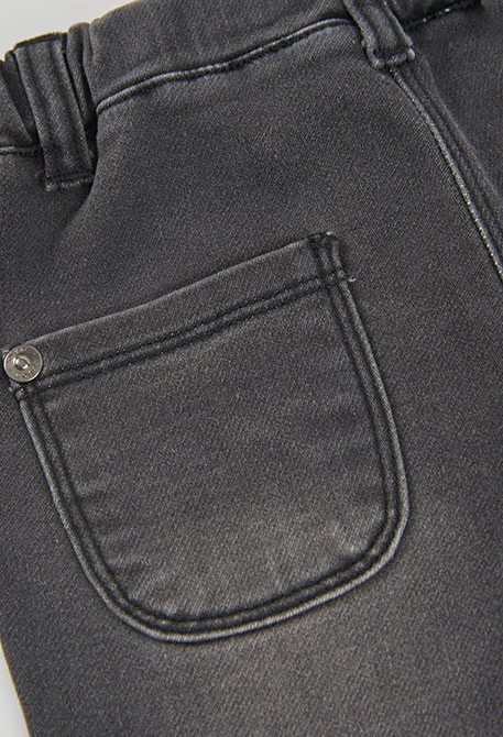 Schwarze bestickte Blumen-Denim-Hose für Mädchen