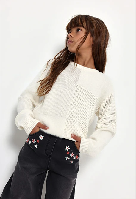 White girl\'s jumper with patchwork combination
