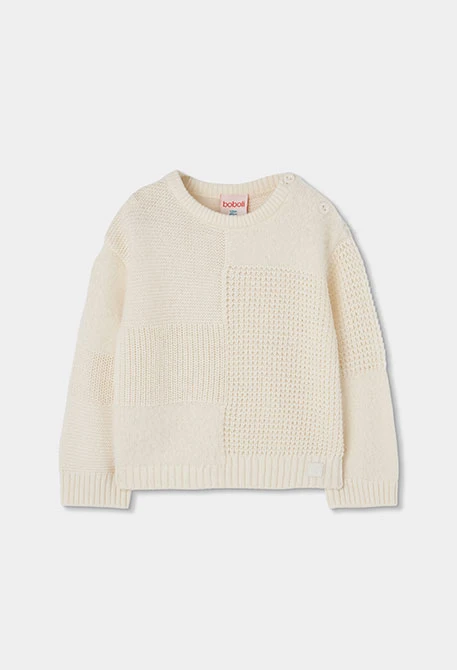 Maglione bianco bambina combinato patchwork