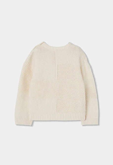 Maglione bianco bambina combinato patchwork