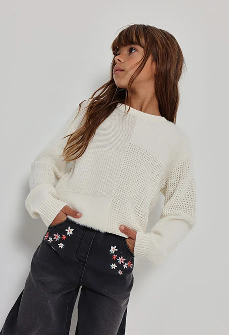 Jersei blanc nena combinat patchwork