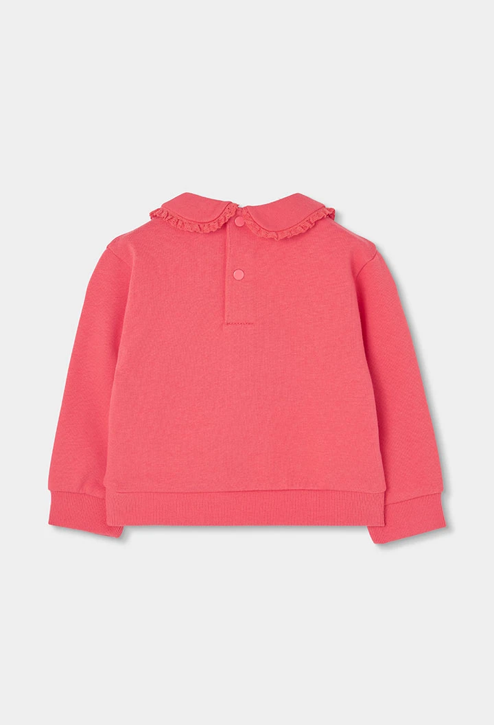 Sweat-shirt molleton fille fraise imprimé fleurs