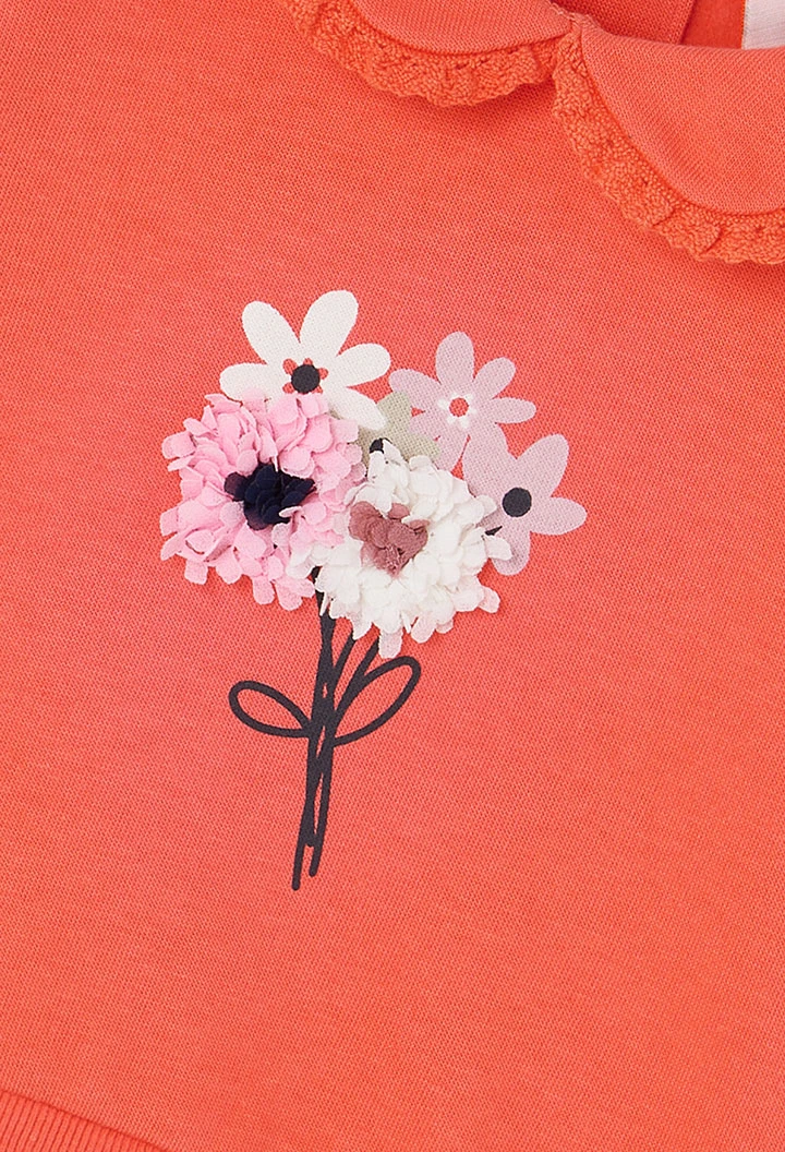 Strawberry fleece sweatshirt for girls with floral print