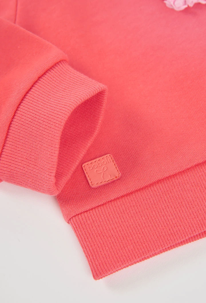 Sweat-shirt molleton fille fraise imprimé fleurs