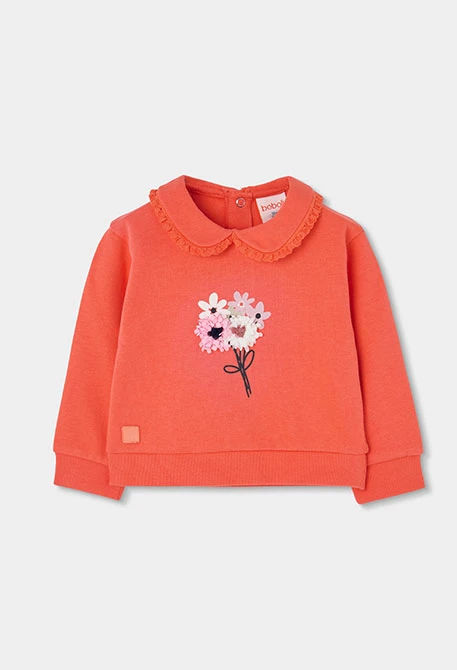 Mädchen-Plüschsweatshirt mit Erdbeer-Blumenprint