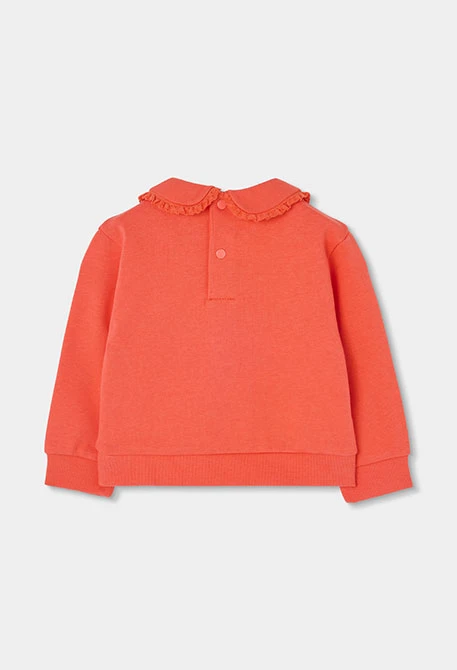 Sweat-shirt molleton fille fraise imprimé fleurs