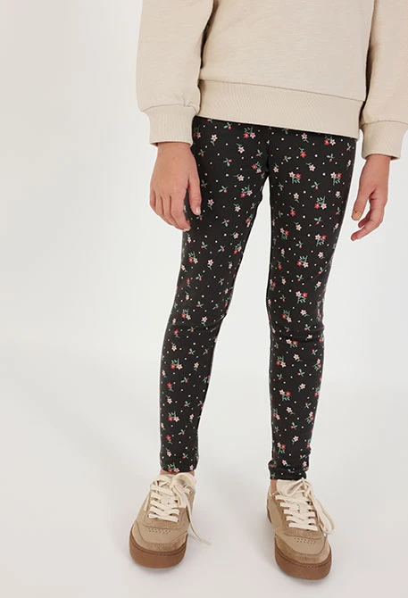 Legging imprimé fleurs gris foncé