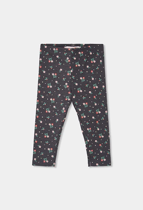 Legging imprimé fleurs gris foncé