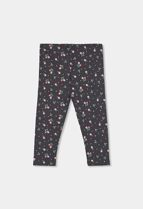 Legging imprimé fleurs gris foncé