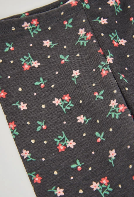 Legging imprimé fleurs gris foncé