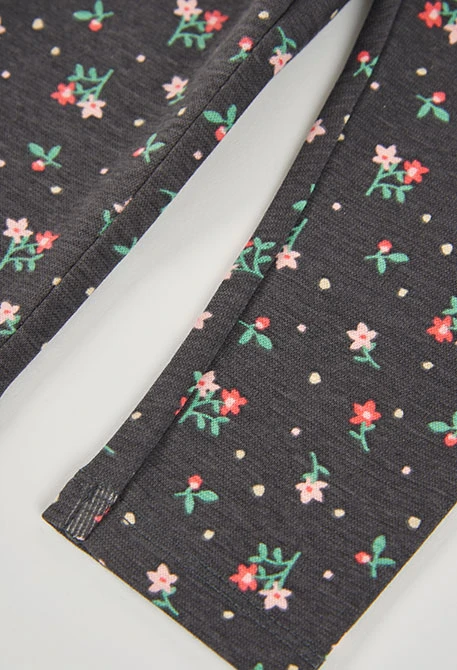 Legging imprimé fleurs gris foncé