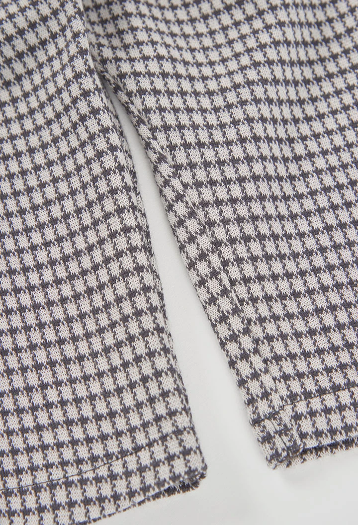 Pantalon maille carreaux fille gris