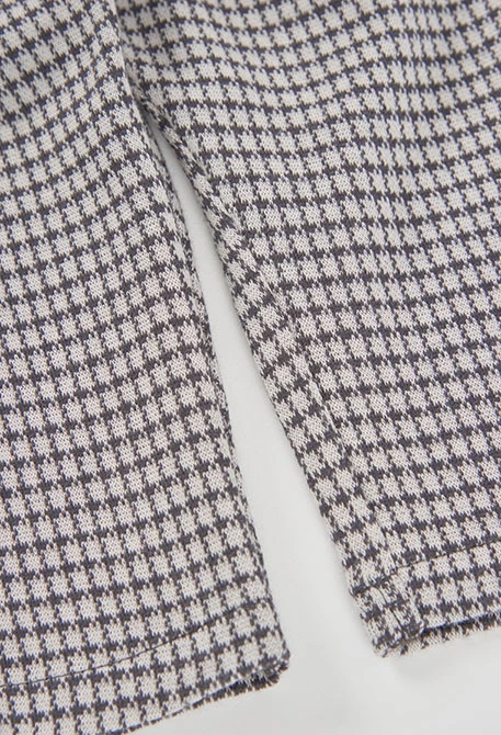Pantalon maille carreaux fille gris