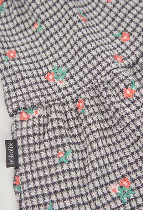 Robe en maille à carreaux et fleurs gris