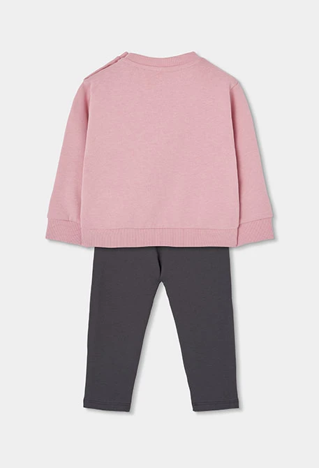 Ensemble en maille fille rose imprimé fleurs
