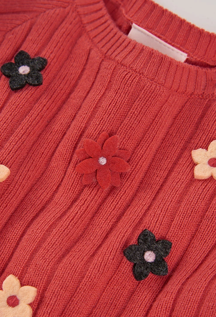 Strawberry knit dress with flowers baby