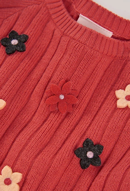 Vestido punto fresa con flores bebé