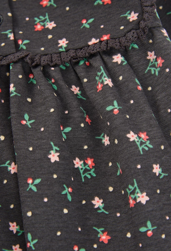 Vestido estampado flores cinzento escuro