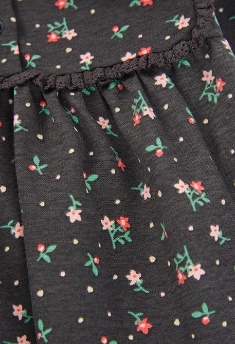Robe imprimé fleurs gris foncé