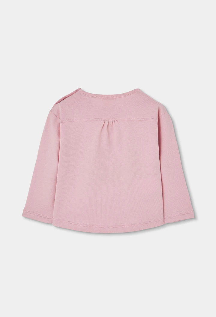 T-shirt en maille fille rose imprimé fille fleurs