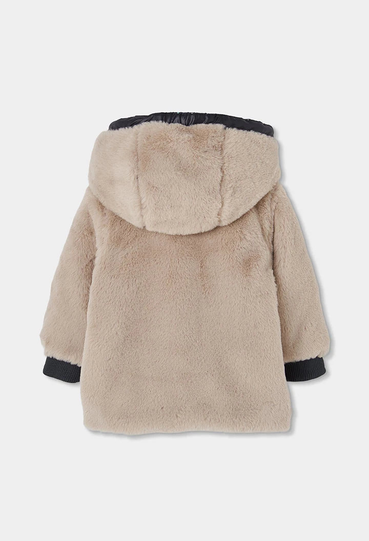 Parka tissu technique fille bleu marine imprimé fleurs