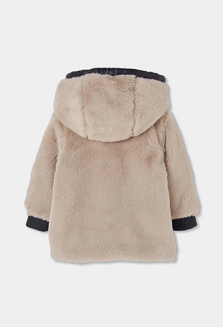Parka tissu technique fille bleu marine imprimé fleurs