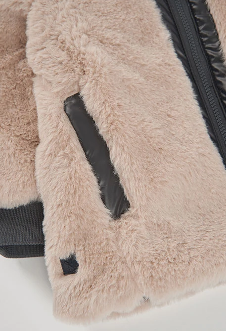 Parka tissu technique fille bleu marine imprimé fleurs
