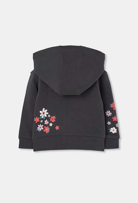 Veste molleton fille gris imprimé fleurs