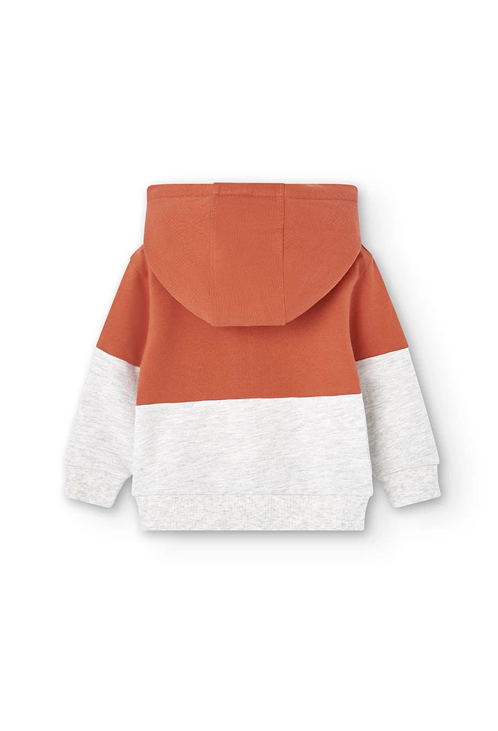 Fleece-Sweatshirt mit Kapuze für Baby-Jungen in Farbe Orange