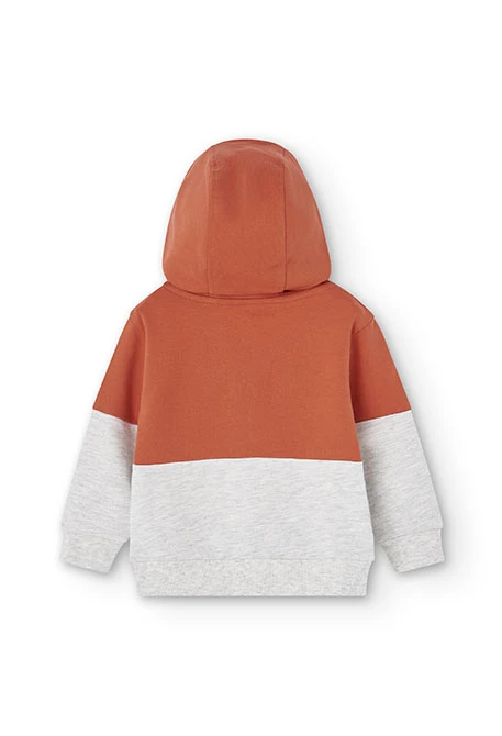 Baby boy's plush hooded sweatshirt in orange