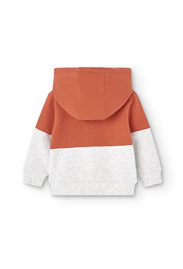 Sweatshirt de felpa com capuz de bebé menino em laranja