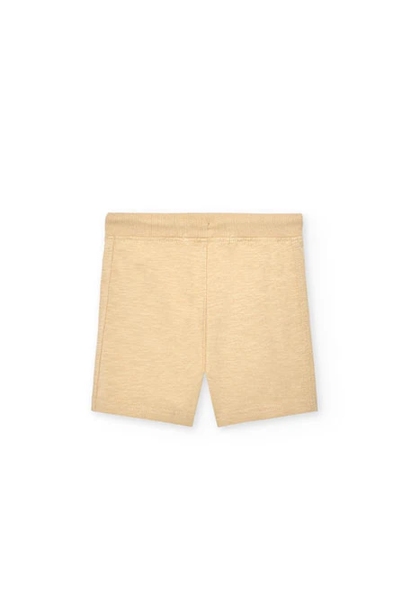 Beige slub knit shorts for baby boys