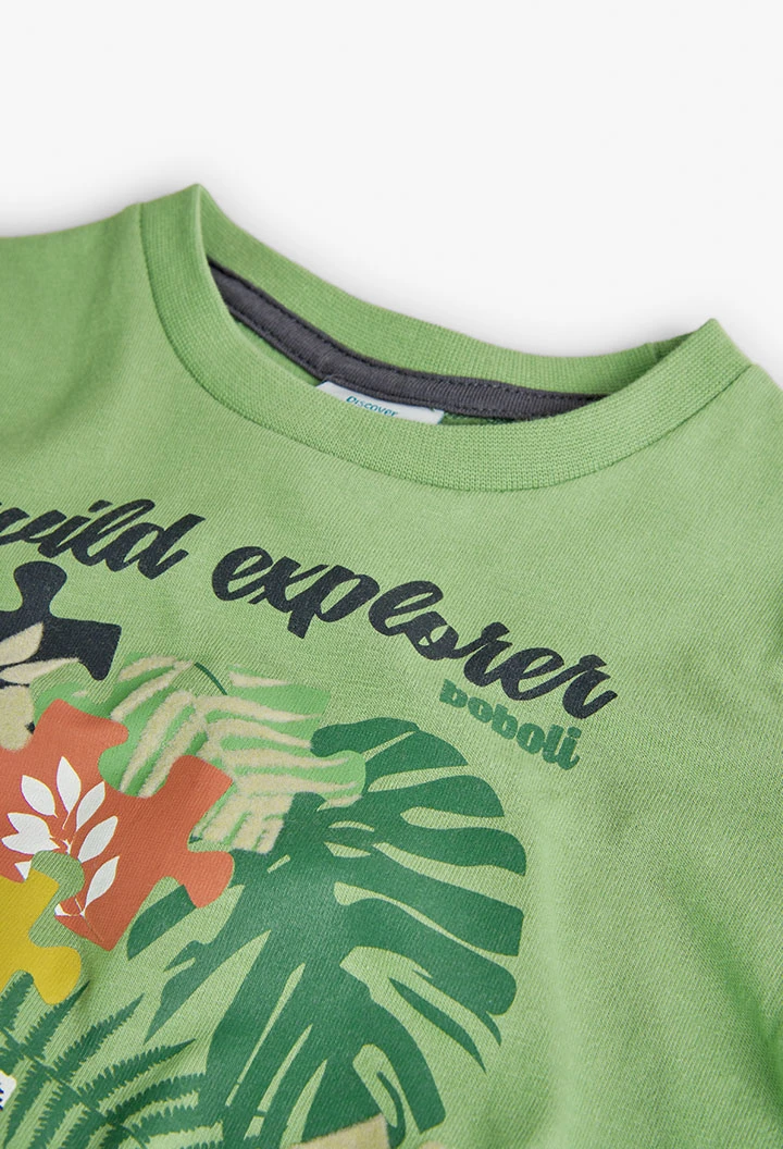 Camiseta de punto verde de bebé niño