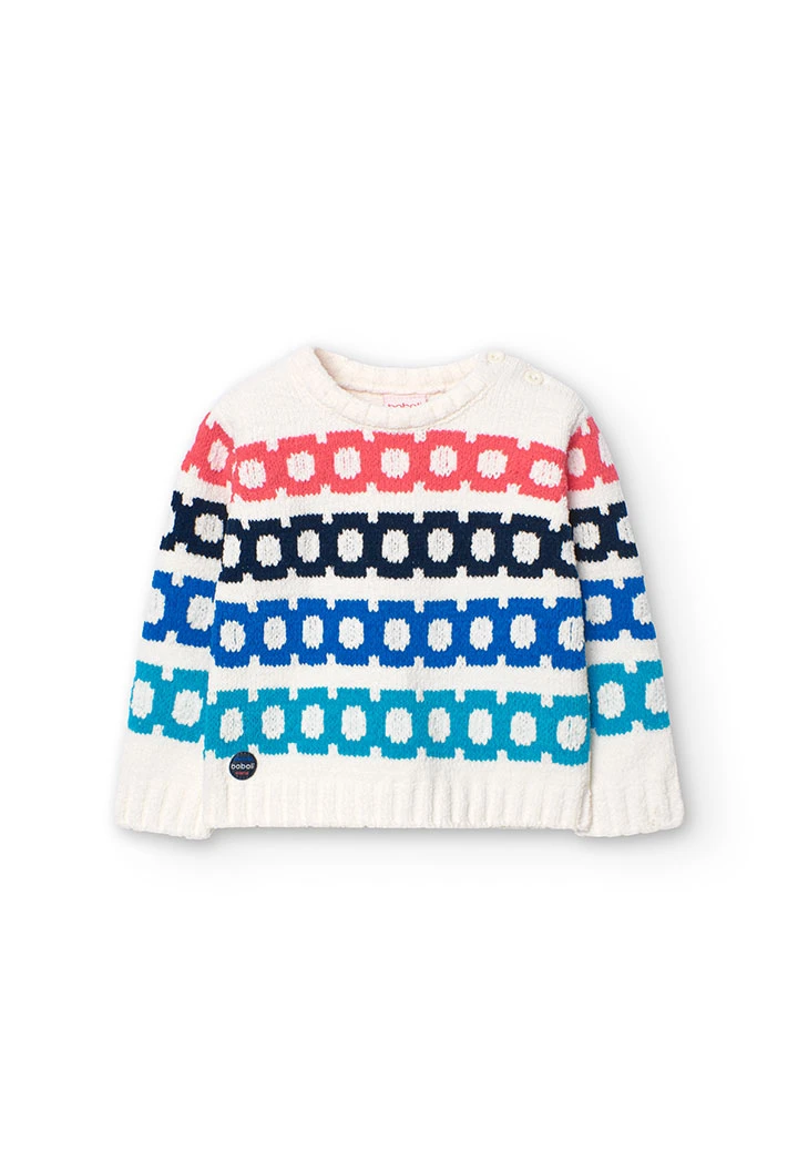 Knitted jumper for baby boy in white