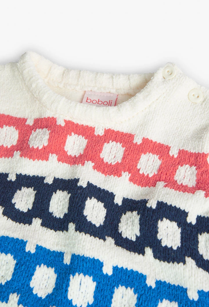 Knitted jumper for baby boy in white