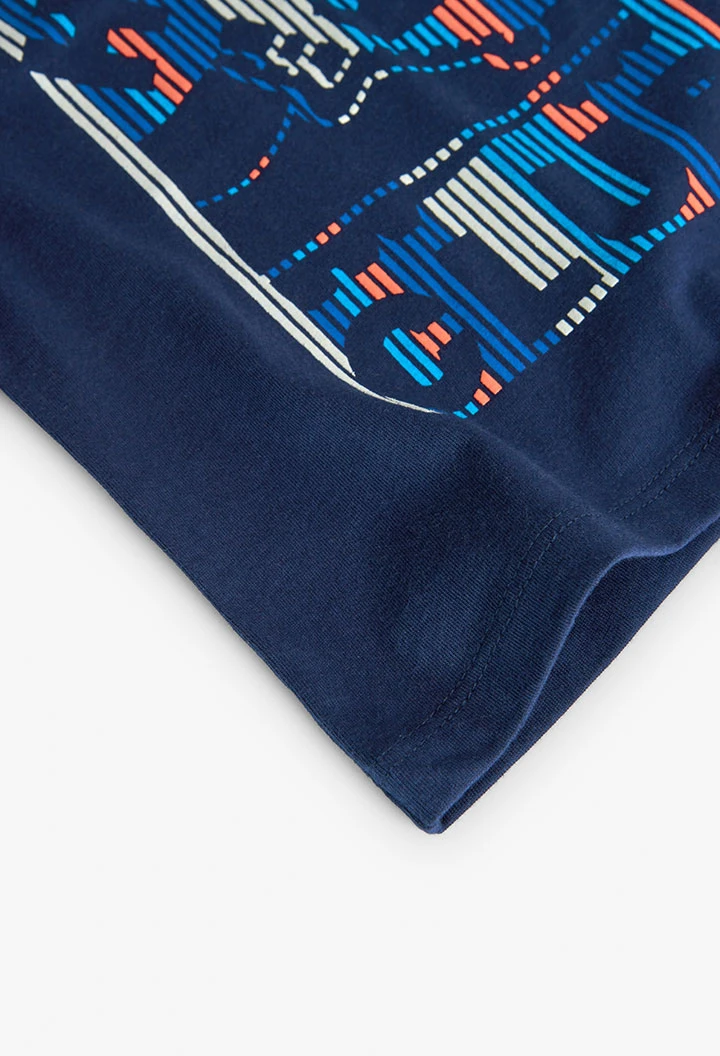 T-shirt en tricot pour bébé garçon en bleu marine