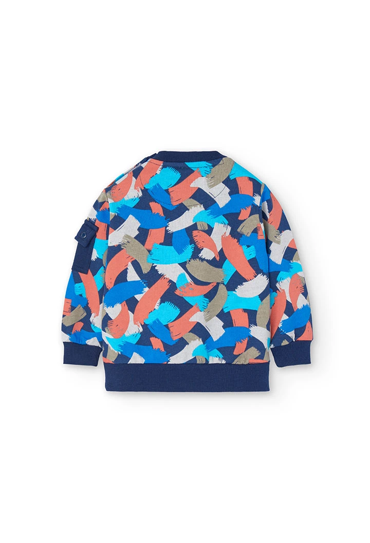 Sudadera de felpa de bebé niño estampado en color azul marino