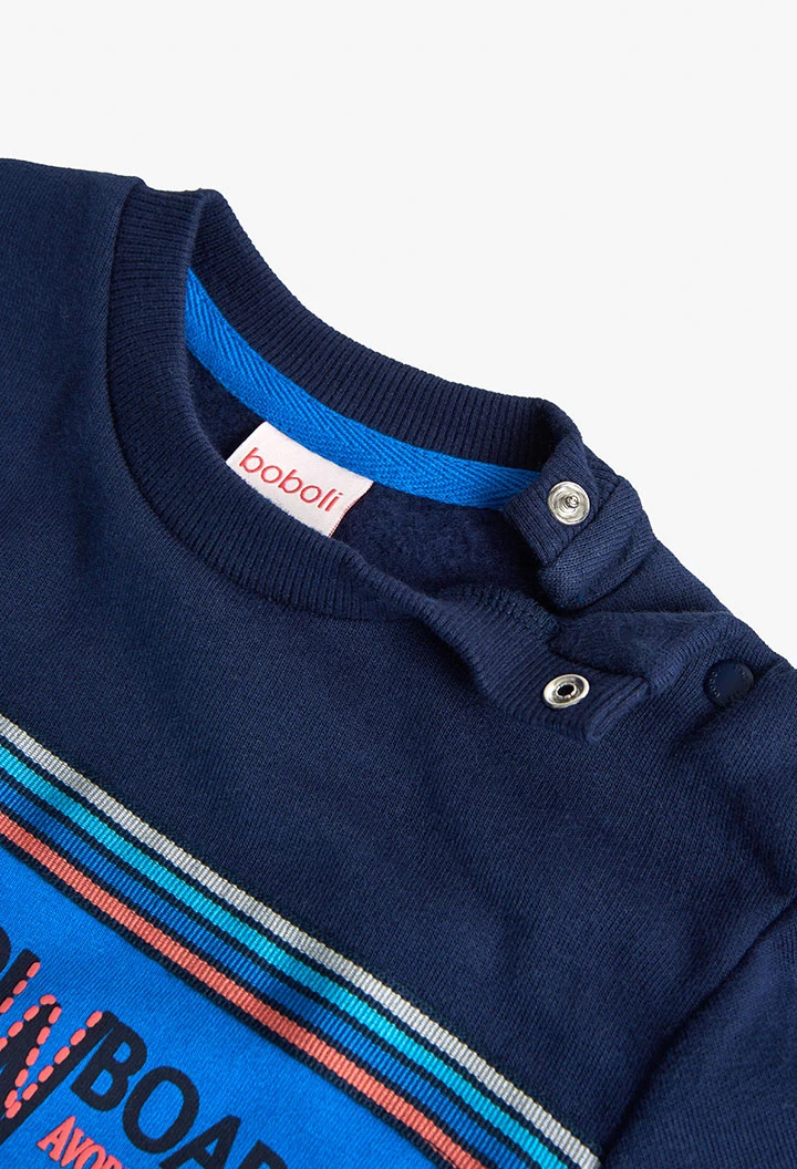 Sweatshirt de pelfa para bebé menino em azul-marinho