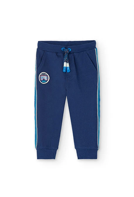 Pantalón de felpa para bebé niño en azul marino