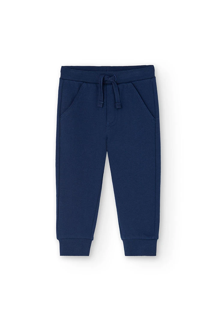 Baby boy fleece set: sweatshirt and trousers in blue