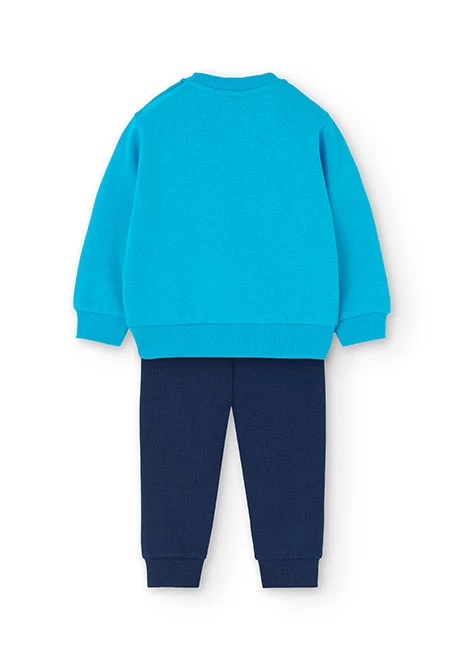 Conjunto de felpa para bebé niño sudadera y pantalón en azul