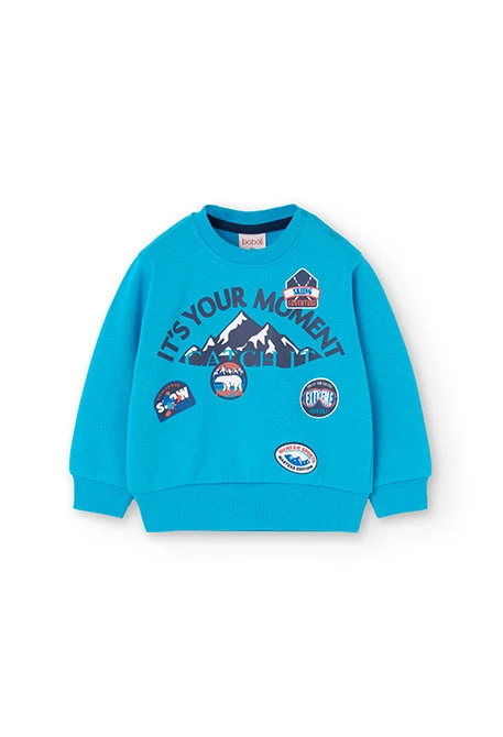 Baby boy fleece set: sweatshirt and trousers in blue