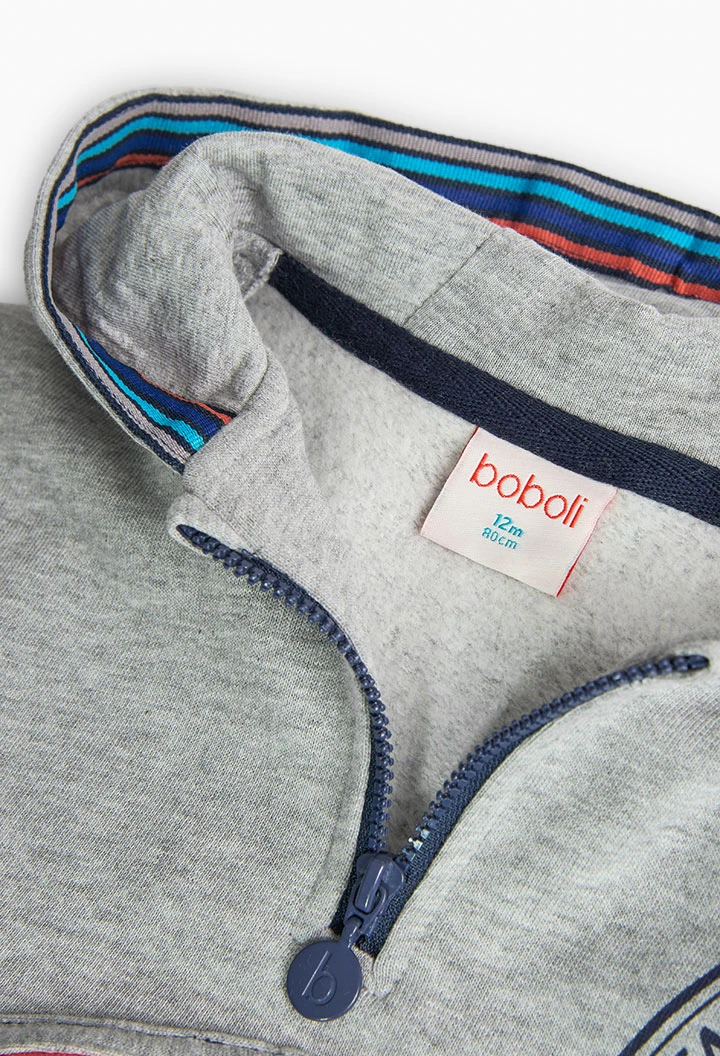 Sweatshirt für Baby-Jungen in Grau mit Kapuze