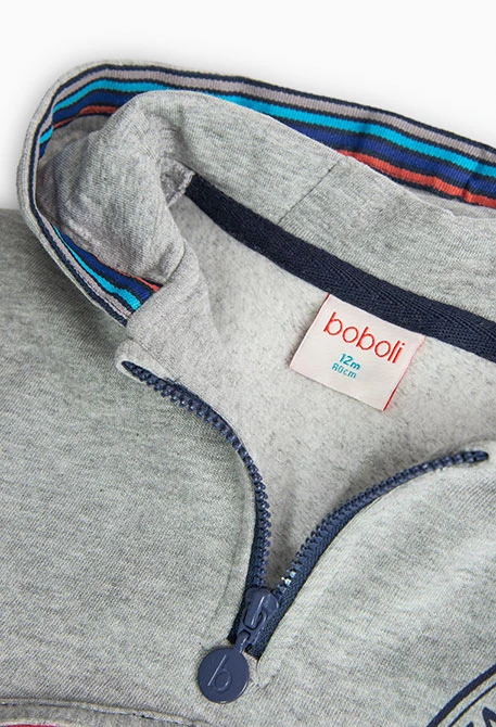 Fleece sweatshirt for baby boy in grey