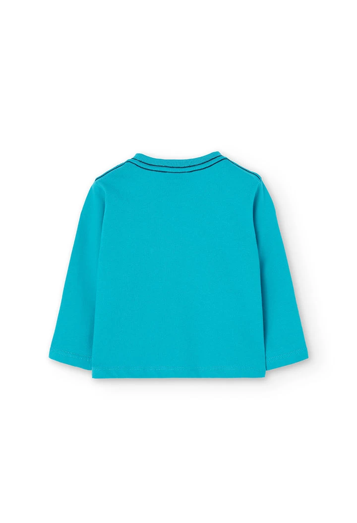 Maglietta in maglia per bambino in blu con stampa