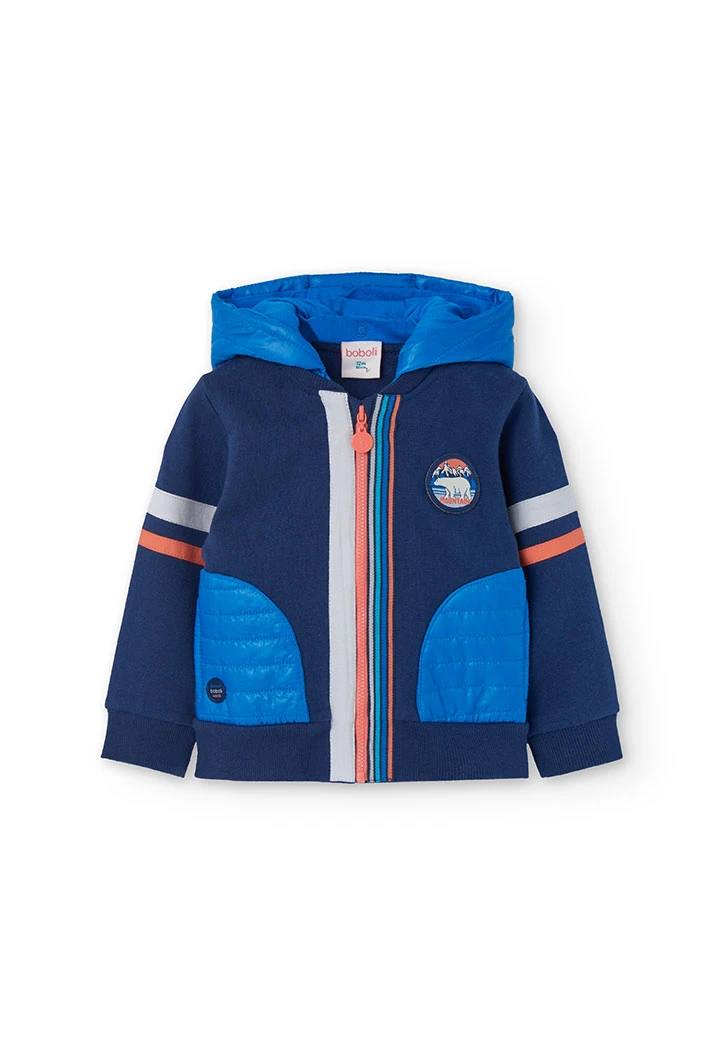 Chaqueta de felpa para bebé niño en azul marino