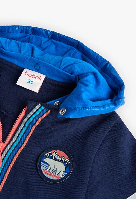 Chaqueta de felpa para bebé niño en azul marino