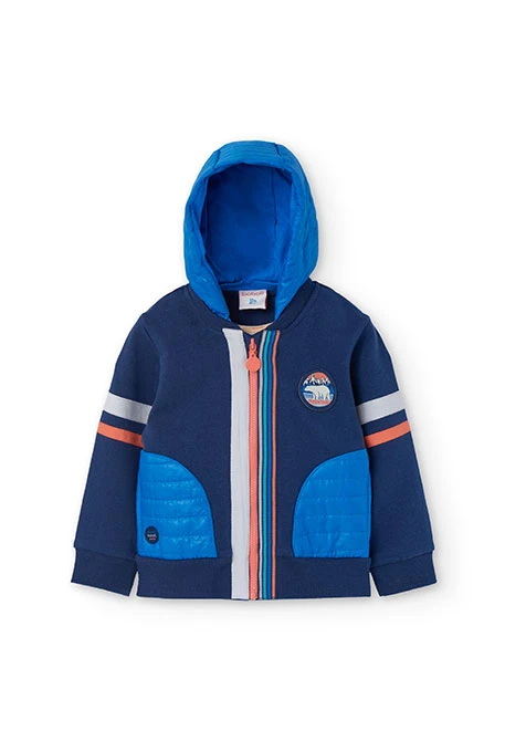 Chaqueta de felpa para bebé niño en azul marino