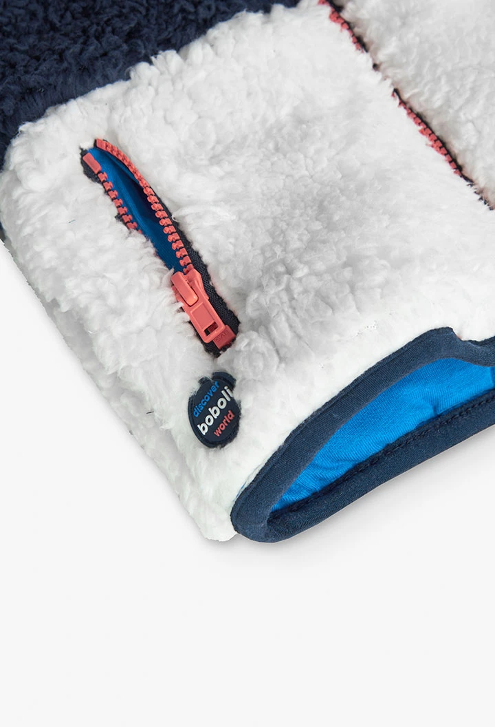 Gilet en peau de mouton pour bébé garçon en bleu marine